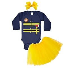 Long Sleeve Navy Blue Bodysuit / Yellow Tutu
