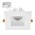 Maxxima 4 in. Ultra-Thin Recessed Anti-Glare LED Downlight Canless IC Rated 1200 Lumens 5 Color Temperature Selectable 2700K/3000K/3500K/4000K/5000K, Dimmable Square White Trim, 90 CRI, J-Box Included