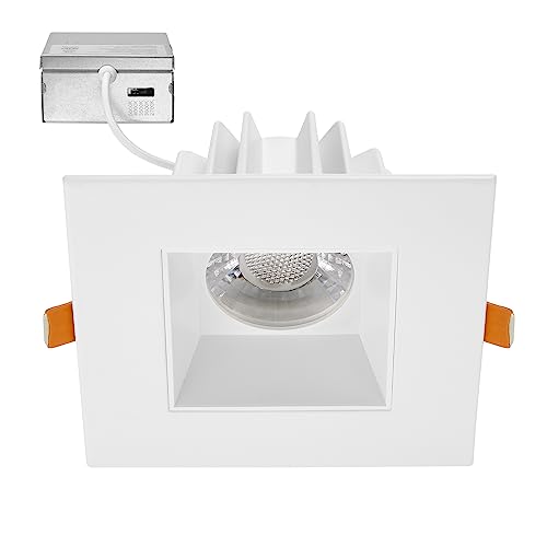 Maxxima 4" Anti-Glare LED Square Downlight, 1200 Lumens, 5 CCT, White