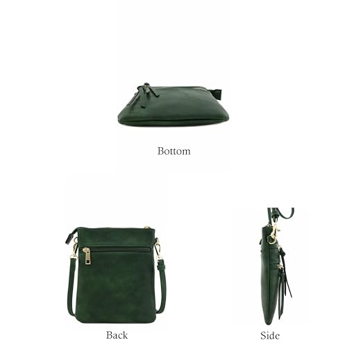 Image of Isabelle Small Lightweight Shoulder Bag for Women, Mini Multi Zipper Pocket Crossbody Handbag with Adjustable strap