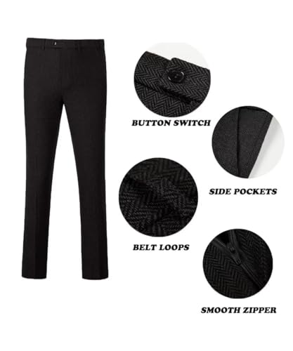 Mens 3 Piece Tweed Suit Herringbone Retro Wool Blend Blazer Vest Tuxedos Set with Pants for Business4
