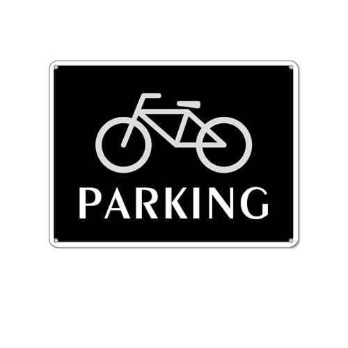 自転車置き場/PARKING 防水アルミ製看板 。ぶらさげる注意安全標識 4個結束バンド止め 取付簡