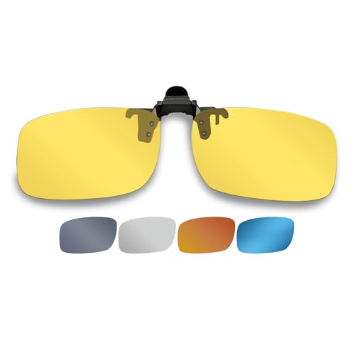 HOYEE EYES Clip on Sunglasses Over Prescription Glasses, Polarized glasses Man Women UV Protection, Flip up Sunglasses for Driving(night vision)