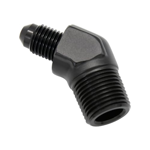 Codo de aluminio negro AN4 de 45 grados con rosca macho 3/8 NPT anticaídas 4
