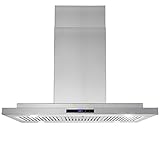 AKDY 36 in.Convertible Island Mount Range Hood with LED Lights in Stainless Steel, Touch Control and...