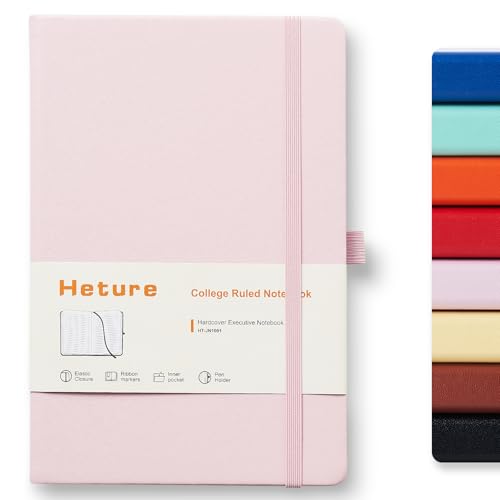 Heture Hardcover Notebooks, A5 Lined Journals Notebook for Writing 160 Pages, 8.2 x 5.5 inch, Classic Ruled Notebooks for College/Work/Travel (Pink, 1 Pack)
