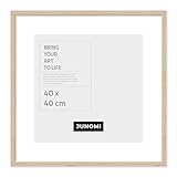 JUNOMI Marco de fotos de madera de 50 x 50 cm, color roble, marco de póster cuadrado con cristal acrílico irrompible, para montaje fácil, perfil estrecho
