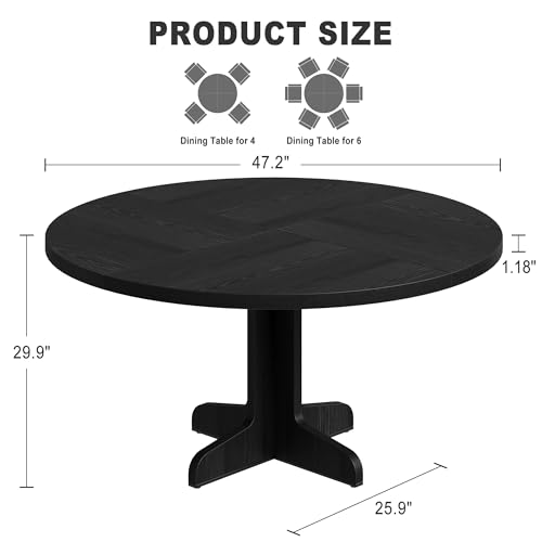 IDEALHOUSE-Round-Dining-Table-for-4-47-Inches-Dining-Room-Table-with-Wooden-Base-Circle-Kitchen-Dinner-Table-for-Dining-Room-Kitchen-Living-Room-Table-Only-Black