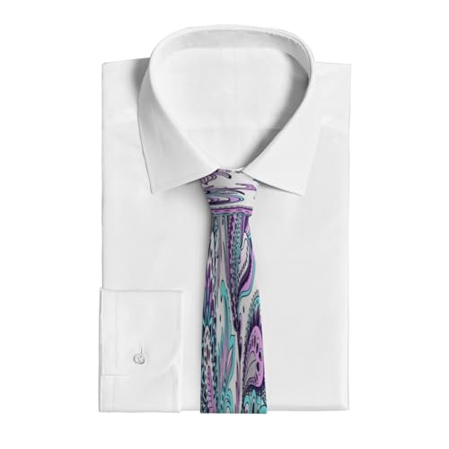 Blue Teal Purple Paisley Men'S Classic Silk Smooth Tie, Suitable For Pairing With Formal Occasions2