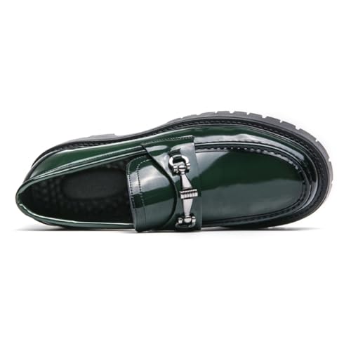 Men's Green Patent Loafers, Unique Formal Footwear - Suitable for Special Occasions, Work Commutes & Everyday Use2