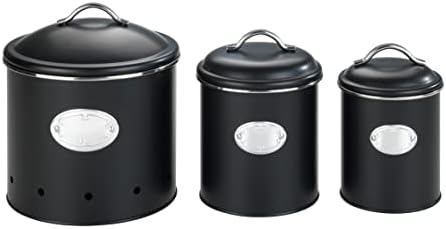 Wenko Nero Storage Container with Holes, Air-Permeable Capacity 4 L, Powder coated metal, Black