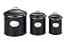 WENKO Aufbewahrungsdose Mod. Nero, 1,6 Liter, Frischhaltedose zur luftdichten Aufbewahrung von Lebensmitteln, wasserdicht, aus lackiertem Metall mit Applikation, Retro-Design, Ø 13 x 18 cm, Schwarz