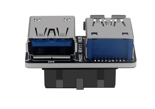 Sintech USB 3.0 Front Panel Header, 19/20Pin Female to Dual USB 3.0 Female Adapter Card for Mainboard Header Port Extension