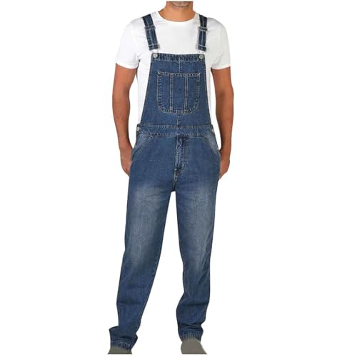 Man Jumpsuits Pants Unitard for Mens Faux Denim Slim Tunic Overall Western Winter Fall Overalls 2025