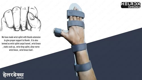 Helrdx Wrist Hand Support Static Cockup Splint for Stroke, Paralysis, Arthritic Diseases, and Fractures (For Left Hand, S)