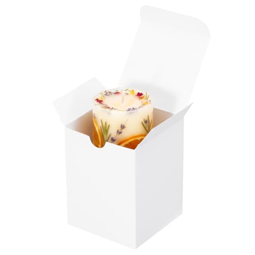 UnicoPak 20 Pack 3x3x4 White Gift Boxes Small Tall Cardboard Boxes for Candles Perfume Jars Ornaments - Easy Assemble Favor Boxes for Party Wedding Business Packaging