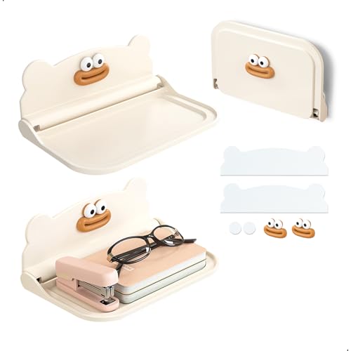 gexuamz Baldas Flotantes Pared, Plegable Estanteria Sin Taladro, 2 Unidades Estantes Flotante para Baño, Salón, Dormitorio, Cocina, Puede Colocar Routers, Objetos Pequeños, 17,8 X 10,8 cm