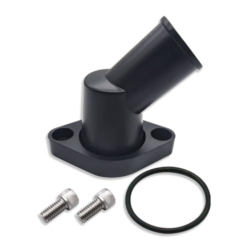 BoltraPro 45° Degree Swivel Water Neck Aluminum Thermostat Housing Black For Chevy SBC BBC 265 283 305 327 350 383 396 400 427 454 472 502