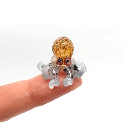 Sansukjai Octopus Micro Glass Figurine Marble Brown White