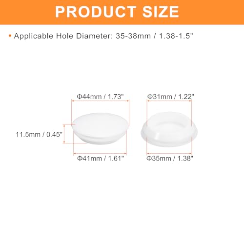 Image of uxcell 6 Pcs Silicone Plugs, Rubber Round Snap in Locking Hole Plugs for 35-38mm Hole, Hole Stoppers Waterproof Hole Plug for Metal Tube, Furniture End Caps Inserts, White