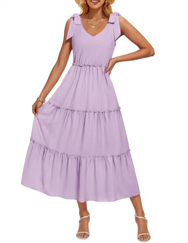 Image of ZESICA Womens 2026 Summer Casual Spaghetti Strap Midi Dress