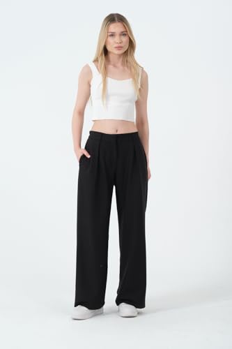 Wide Leg Work Pants Women’s Elastic High Waisted Casual Office Dress Pants Trousers with Pocket Normal and Plus Size Slacks2