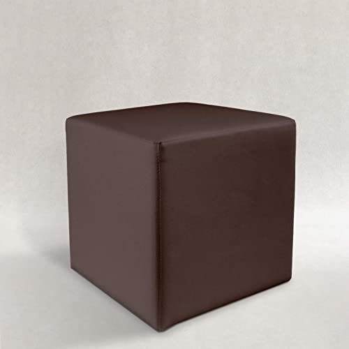  Pouf, POUFF, Puff, PUF, CUBO, Ecopelle, Eco-Pelle, POGGIAPIEDI, Seduta, Design, Made in Italy (Marrone)