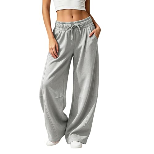 Barrel Sweatpants Women Fleece Cute Baggy Wide Leg Sweat Pants with Pockets - image 2