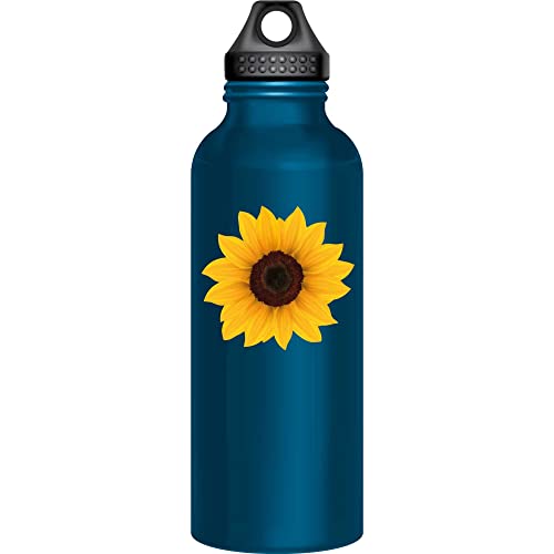 kleberio Selbstklebender Aufkleber Sticker Autoaufkleber wetterfest Blumen Mülltonne Blumenwiese Dekoration Fensterbild Fliesenaufkleber 10 x 9 cm - Gelbe Sonnenblume -