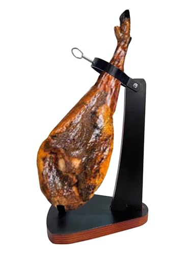 BlendNature Jamonero Corte 100% Vertical Ideal para Encimeras Estrechas para Cortar Jamón o Paletillas Verticalmente-Madera Náutica- Incluye Cubre Jamón de Calidad+Cuchillo de Corte y Chaira