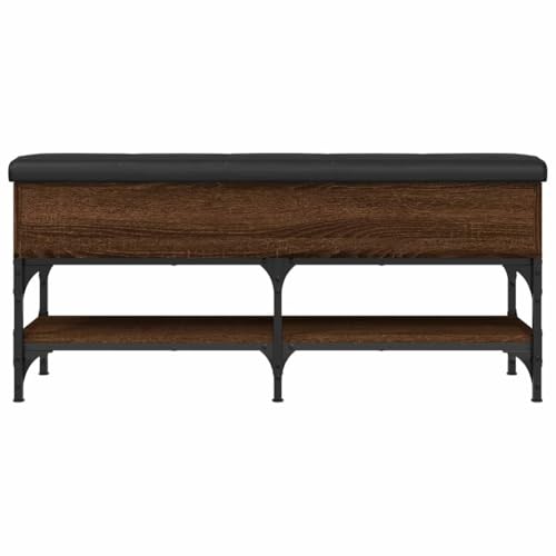 Banc à chaussures en chêne et métal 102cm avec coussin pour l'entrée - 7