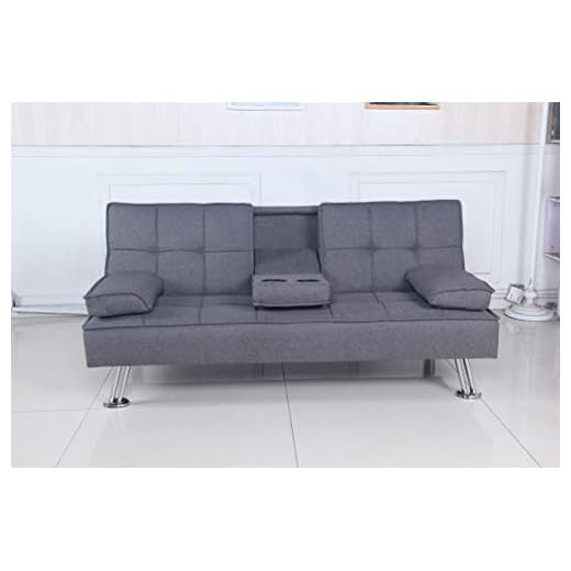 SHIITO - Sofá Cama 168x88x77 cm Modelo OPORTO JH957 tapizado en Tela Color Gris