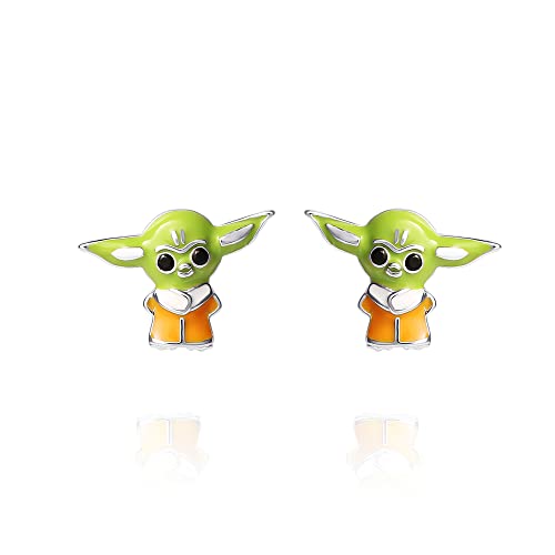 Disney Star Wars Jewelry, Grogu Stud Earrings and Dangles, Sterling Silver