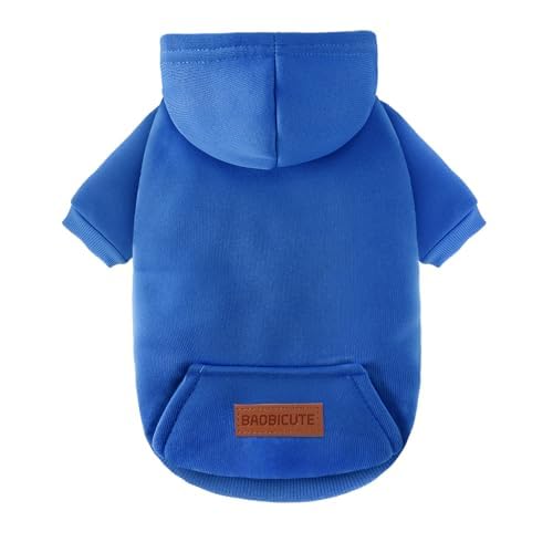 Image of 2 Pack Dog Hoodie Warm Hood Dog Sweater Cold Weather Small Dogs Sweatshirt Comfort Pet Clothes for Small Medium Dogs with Pockets (Dark Blue, L (Back: 13.78 inch, Chest: 18.9 inch))