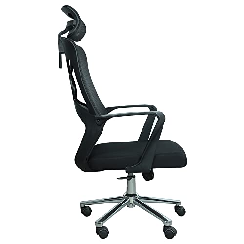 Image of Lakdi The Furniture Co High Back Director & Executive Mesh Chair with Height Adjustable & Revolving Chair and Head Rest Support Premium Design & Metal Legs Base Chorme Finish -(132288 ISL707)