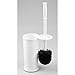 mDesign Toilet Bowl Brush and Holder - Covered Bathroom Brush - Standing Scrubber in Modern Holder - Compact, Space Saving, Deep Cleaning - White