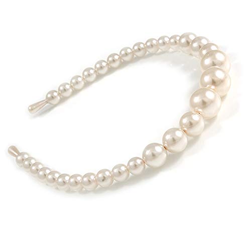 Preisvergleich Produktbild Avalaya Brautschmuck / Abschlussball / Hochzeit Light Cream Faux Pearl Flex Haarband / Stirnband - Verstellbar
