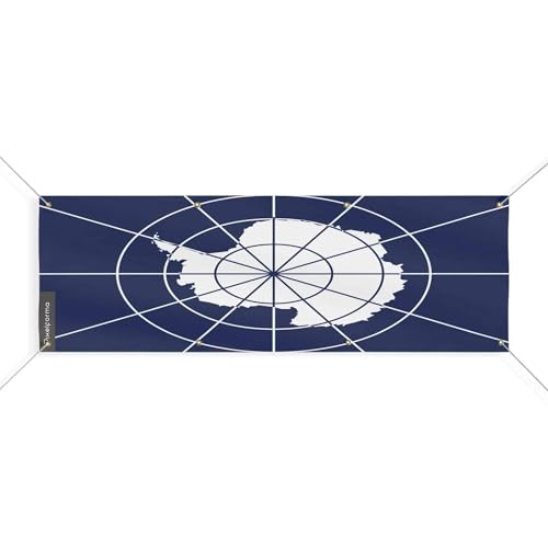 Drapeau Antarctique 140x420cm avec 8 oeillets renforcés pour mât vertical