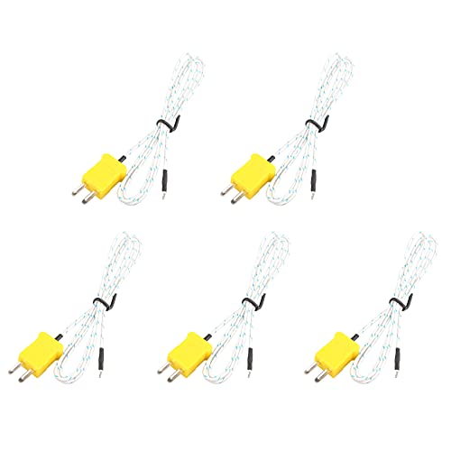 HALJIA Juego de 5 Sondas De Sensor Tipo K Para Sensor De Termopar De Sonda Tipo K Y Medidor En Rango De Temperatura -50~400 ℃, Longitud Del Cable 1 m