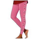 DUHENWU Leggings de invierno para mujer, ajustados, térmicos, cálidos, cómodos, para carnaval, festivos, con diseño de copa de vino, push up, pantalones de yoga suaves, O rosa., M