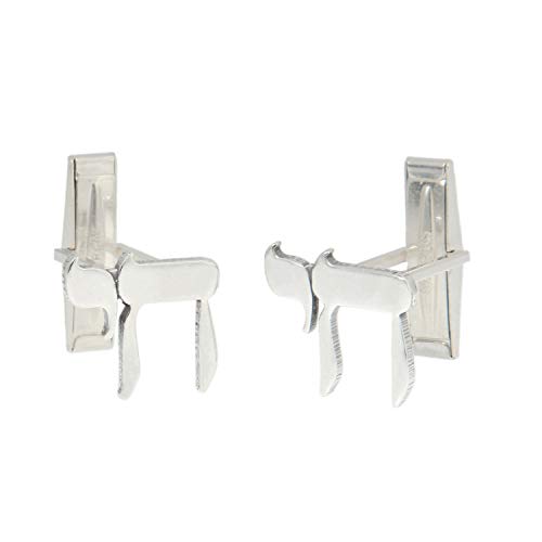 Mancuernillas de Plata Esterlina con Símbolo Hebreo Chai miniatura 1