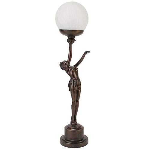Julianna Art Deco Nora Standing Lady Holding Arm Up Crackle Ball Shade Lamp