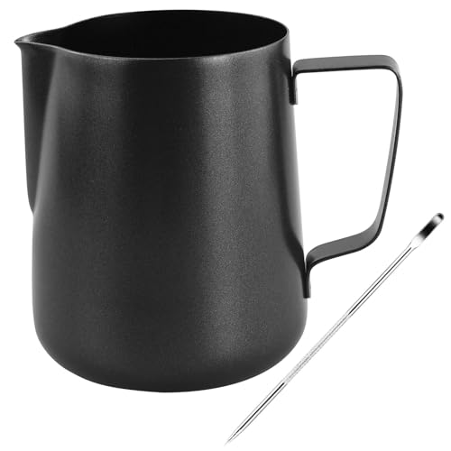 Jarra de espuma de leche recubierta de teflón de 600 ml con bolígrafo para leche, jarra espumadora de leche de acero inoxidable 304, jarra de vapor espresso, accesorios de barista para máquina de