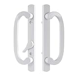Sliding Patio Door Handleset, 45° Keyway, 3-15/16' H.C., Fits 1-3/8' to 2-1/4' Thick Doors, No-Handed, White Diecast, Offset Position Non-Keyed｜Off Center Thumb Latch