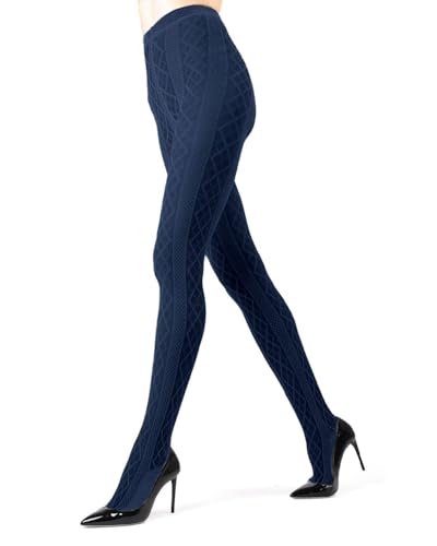 Image of MeMoi Juneau Diamonds Cotton Tights for Women, Cozy and Elegant Sweater Tights - Sizes Small to X-Large