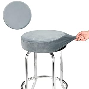 Bar Stool Cover, Super Soft Velvet Dia.11-13″ Round Stretchy Washable Dustproof Slipcover for Upholstered Furniture (S, Dark Grey,1 Count)