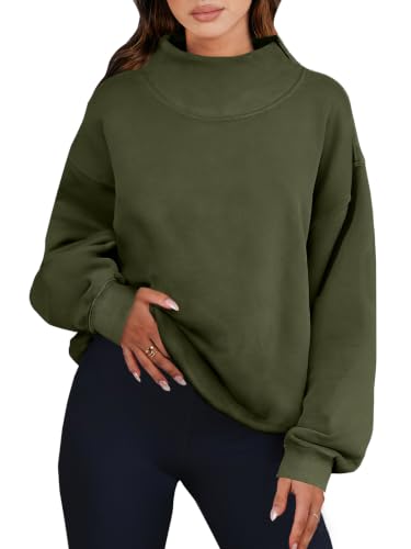 Image of ANRABESS Womens Oversized Sweatshirts Mock Neck Pullover