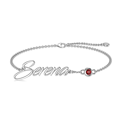 Fencci 10K 14K 18K Real Solid Gold Personalized Name Bracelet For Women Custom Name Anklet With Birthstone Personalized Custom Anklets Bracelet Gift For Girls Mother's Day Birthday Anniversary Christmas #TOP2