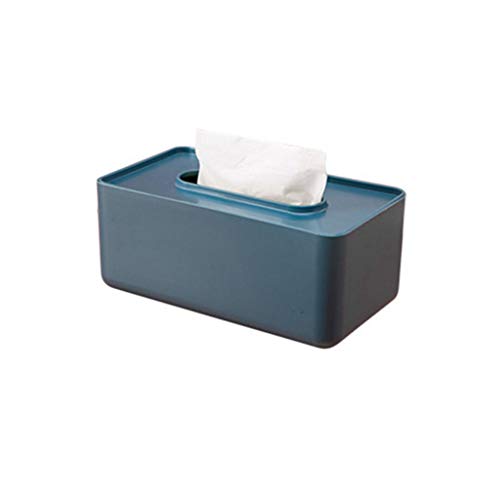 Preisvergleich Produktbild Tücherbox Taschentuchbox mit Deckel, Kosmetiktücherbox quadratisch Tissue Box Taschentücher Kosmetikbox fürs Bad, modernes Design aus PP 22.5 x 13 x 10cm (Blau)