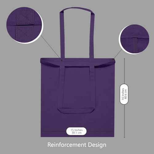 Image of TOPDesign 12-Pack Economical 16 inchx15 inch Deep Purple Cotton Tote Bags, Lightweight Medium Reusable Grocery Shopping Cloth Bags, Suitable for DIY, Advertising, Promotion, Gift, Activity